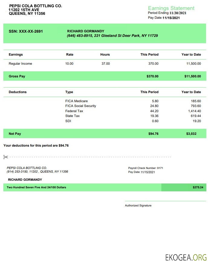 Déclaration des résultats de Papsi Cola bottling co aux formats PDF et Word